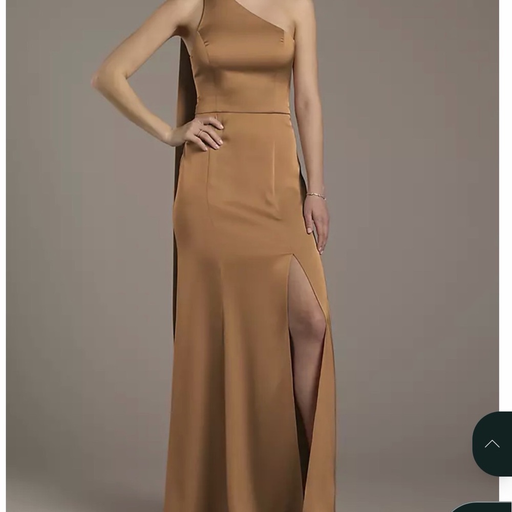 Matte Satin One-Shoulder A-Line Dress with Scarf